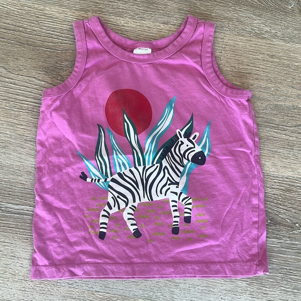 Hanna Andersson‎ Pink Zebra Tank Top Girls Size 8 100% Cotton Summer Shirt